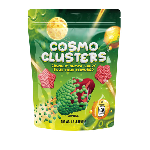 Gummy Clusters Candy |1.5 Pound Bag | Sour Crunchy Gummy Star Candy | Crunchy & Soft Chewy Gummies Stars | Strawberry, Green Apple Flavor