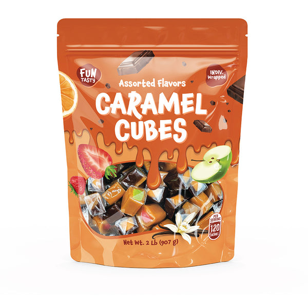 Caramel Cubes Candy Mix | 2 Pound Pack | Vanilla, Chocolate, Apple, Strawberry