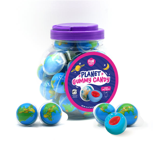 Earth Planet Gummy Balls Candy with Jam Center, 19-Ounce Jar