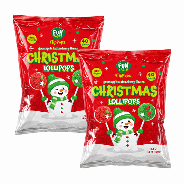 Christmas Lollipops, Individually Wrapped Candy, 40 Count Pack of 2