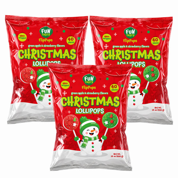 Christmas Lollipops, Individually Wrapped Candy, 40 Count Pack of 3