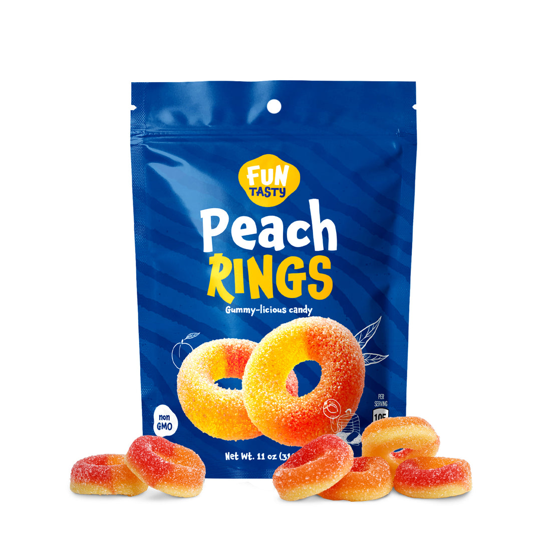 Sour 'n' Sweet Peach Rings Gummy Candy β Funtasty Candy