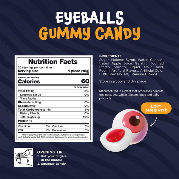 Eyeballs Gummy Candy with Jam Center, 19-Ounce Jar