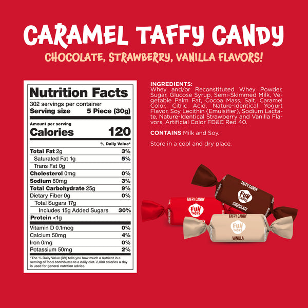 Caramel Candy Mix - Vanilla, Strawberry, Chocolate, Pack 2 Pounds