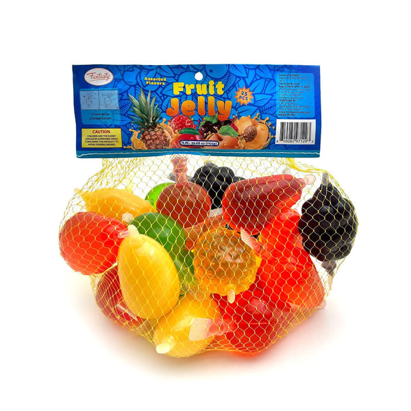 Fruit Jelly Candy, Assorted Flavors Squeezable Vegan-Friendly, 25 Count Bag